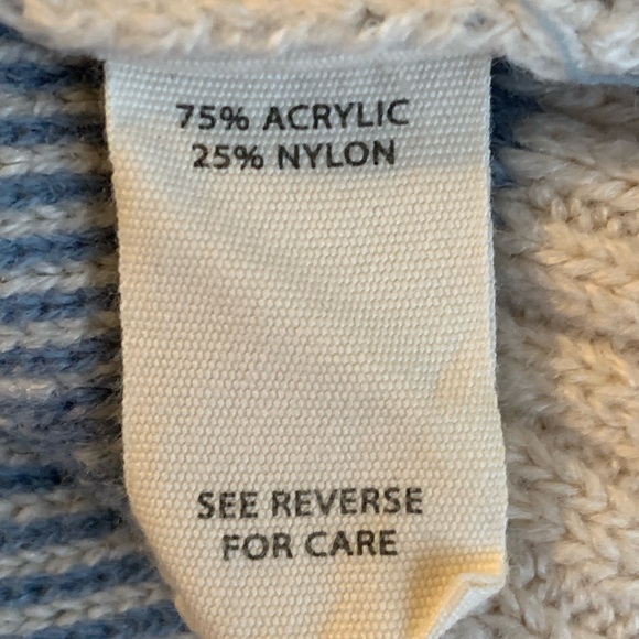 GILDED INTENT PULLED STITCH CREAM/BLUE CARDIGAN SWEATER. WOMEN’S SIZE  MEDIUM - Picture 6 of 12